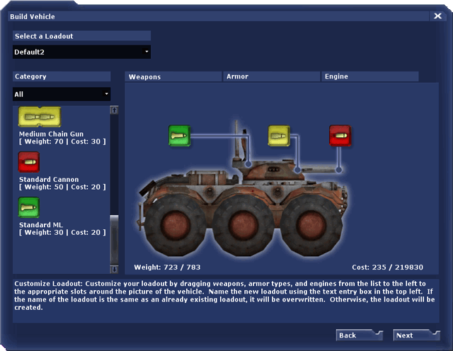 vehicle weapons screen